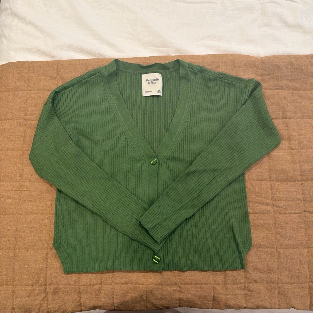Abercrombie & Fitch Green Ribbed Cardigan